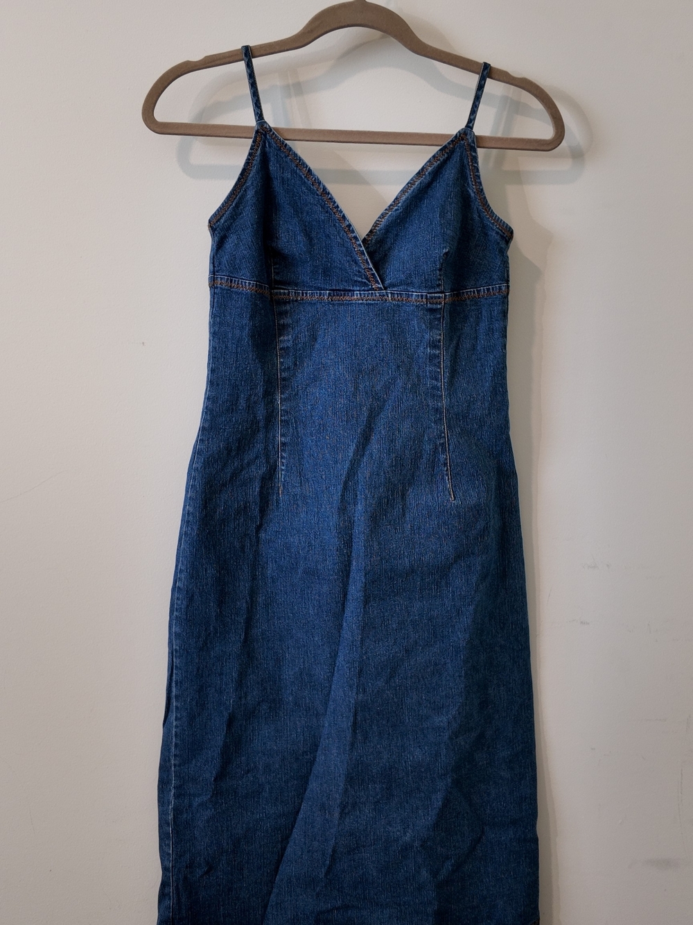 Denim Midi Slip Dress - Blue
